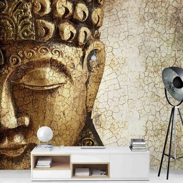 Bilderdepot24 Vliestapete Vintage Buddha Beige Braun Spirituell Effekt Wanddeko, Glatt, Matt, (Inklusive Gratis-Kleister oder selbstklebend), Wohnzimmer Schlafzimmer Küche Flur Fototapete Motivtapete Wandtapete