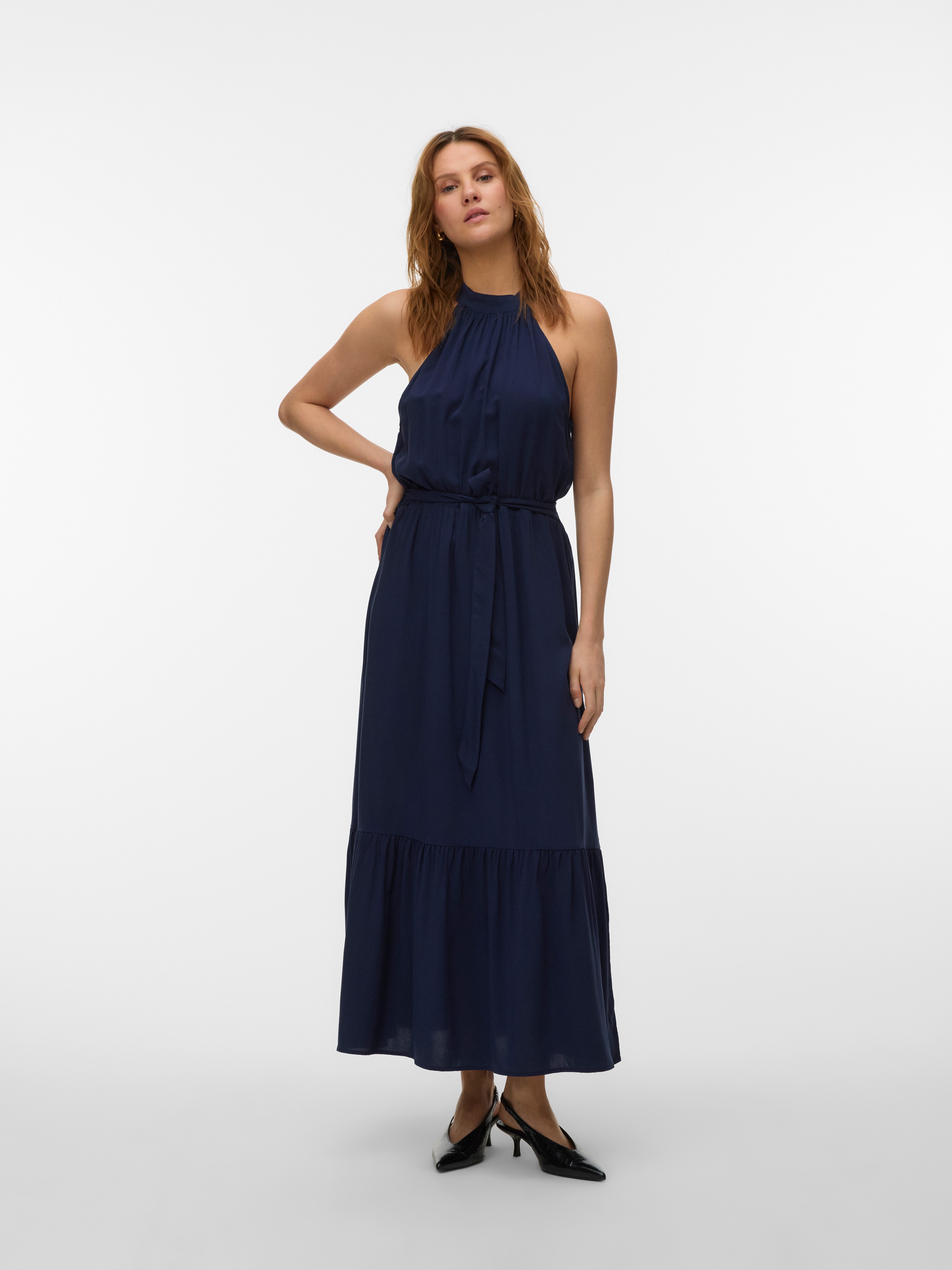 Vero Moda Maxikleid VMEASY JOY S/L LONG HALTERNECK DRESS WVN Viskose