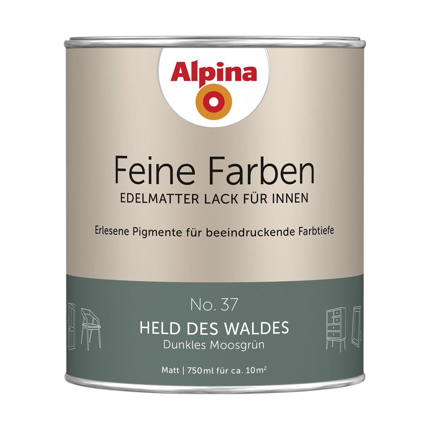 Alpina Lack Dunkles Moosgrün No. 37, hoch deckend, schnell trocknend