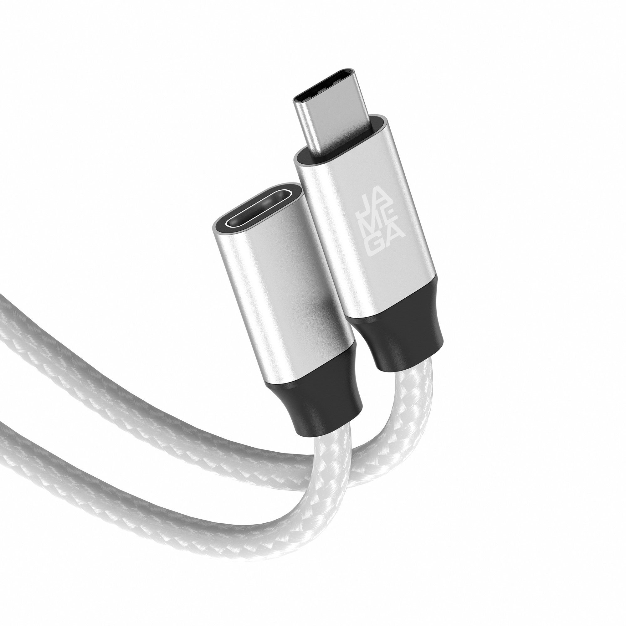 JAMEGA USB C Verlängerungskabel 10Gbps 60Hz - Schwarz & Weiß - 0,5m - 1,5m USB-Kabel, USB C Stecker, USB C Buchse (150 cm)