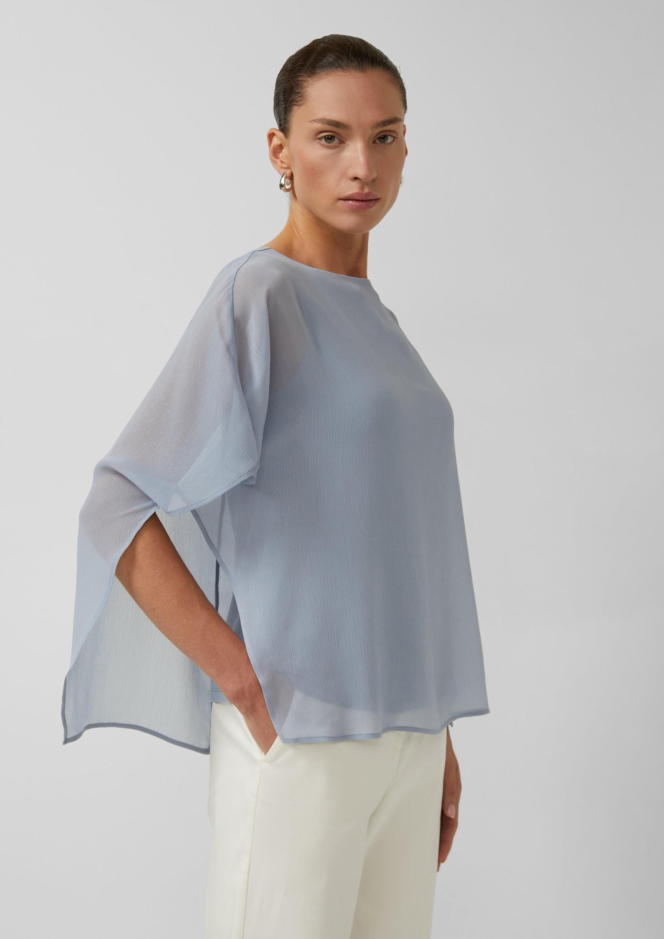 s.Oliver Kurzarmshirt T-Shirt Chiffon-Shirt im Relaxed Fit mit Jersey-Top