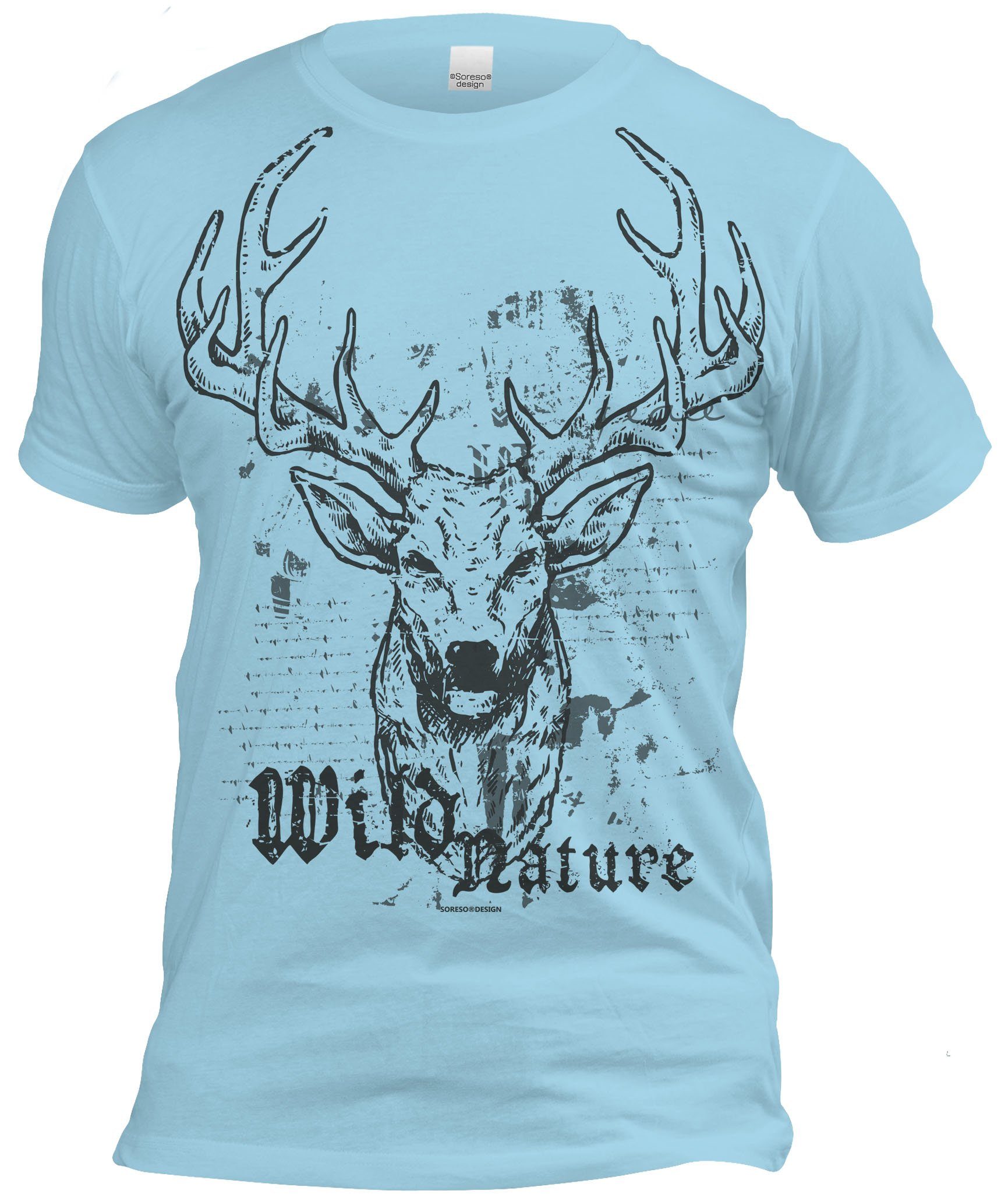 Soreso® T-Shirt Trachtenshirt Wild Nature Herren (Ein T-Shirt) Trachten T-Shirt Männer hellblau
