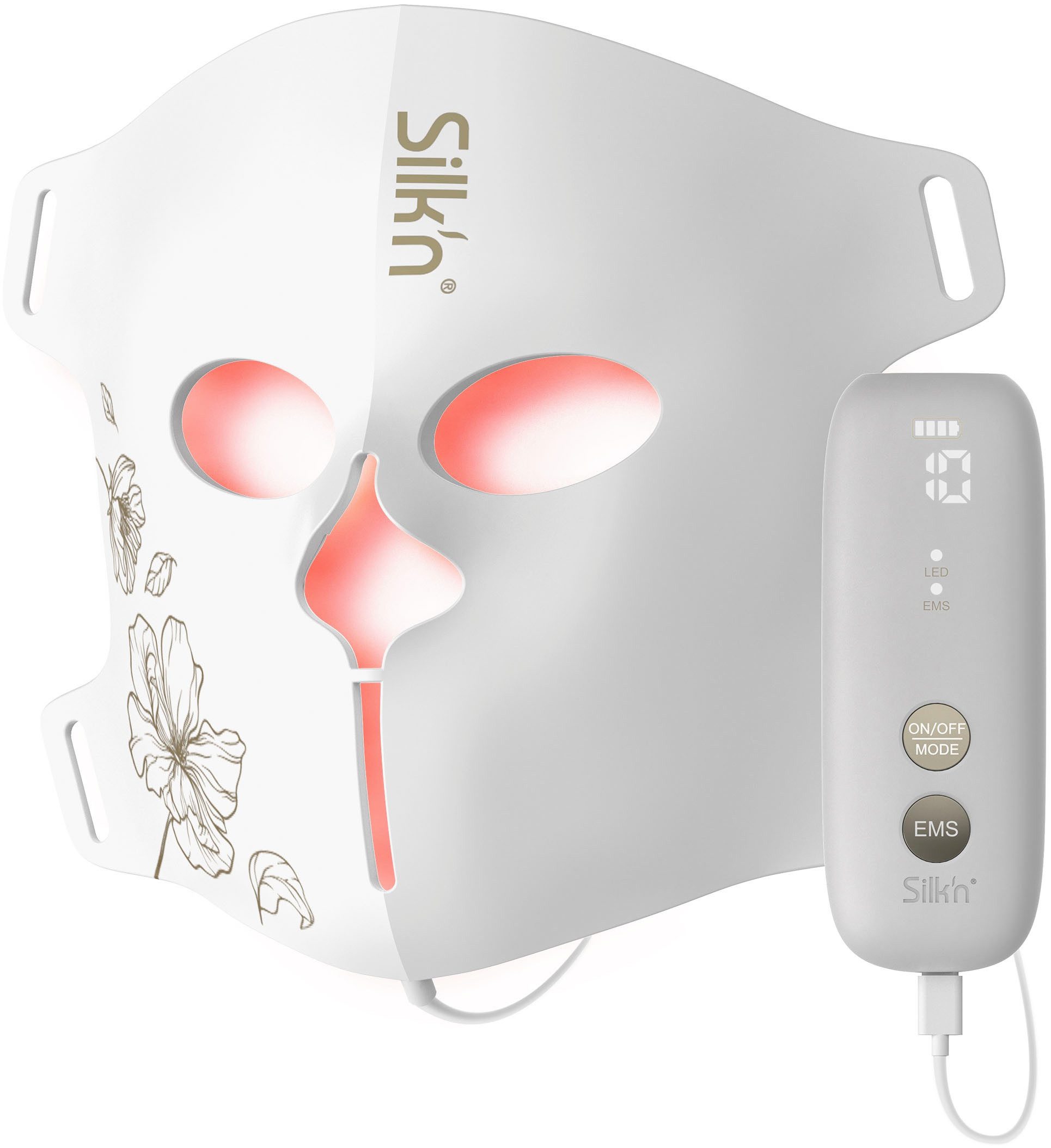 Silk'n EMS-Gerät LED EMS Face Mask, (Fernebedienung, Gesichtsmaske, USB Ladekabel), Duale Technologie mit LED und elektrischer Muskelstimulation