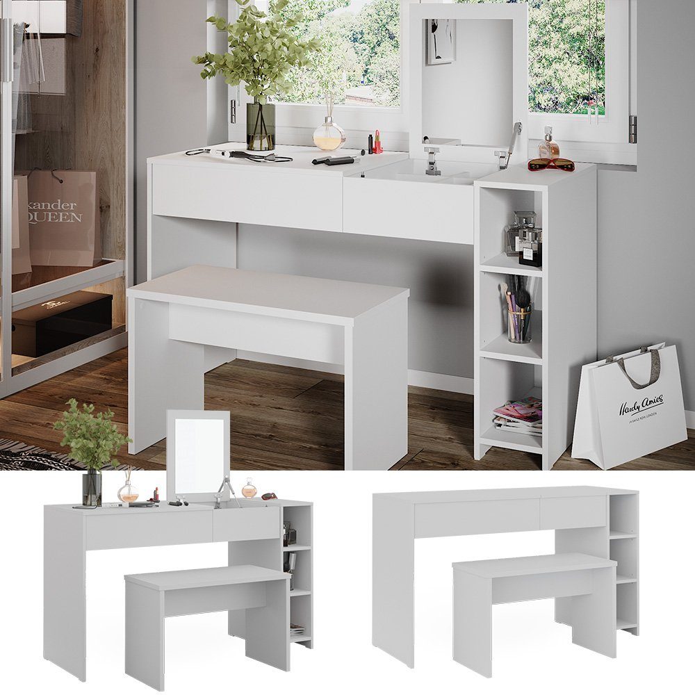 Vicco Schminktisch Kira, Weiß, 129.6 cm günstig online kaufen