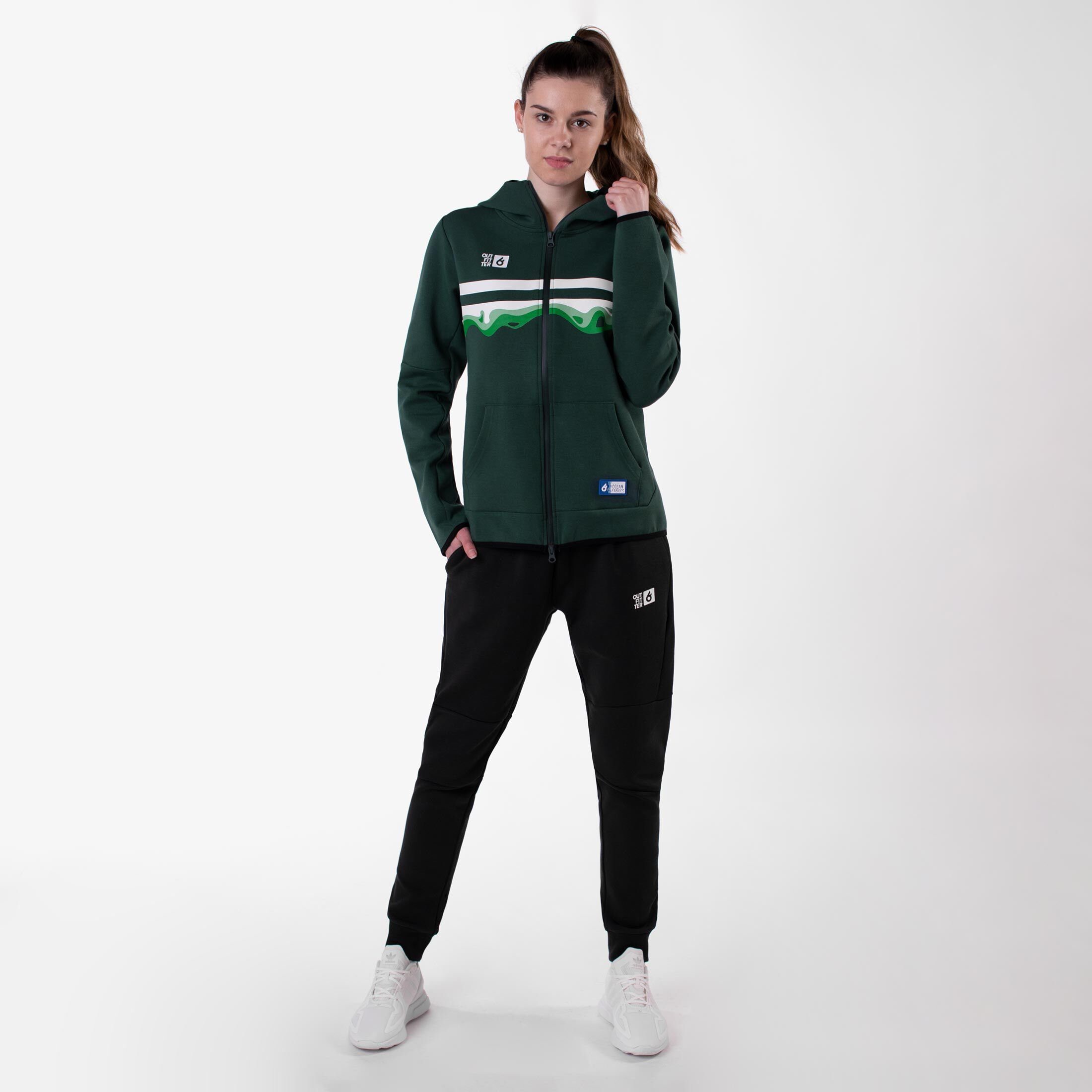 Outfitter Trainingsanzug Ocean Fabrics Jogginganzug Damen grün / schwarz