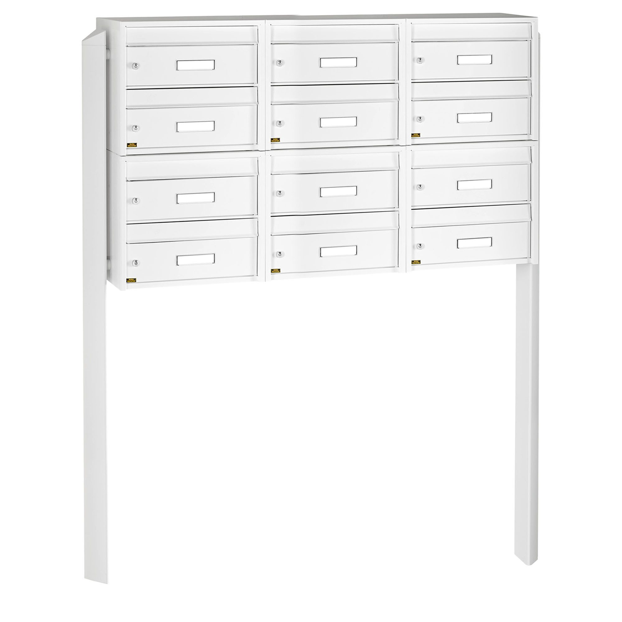 Burg Wächter Briefkastenanlage 12 Parteien weiß Briefkästen freistehend mit Standfuß