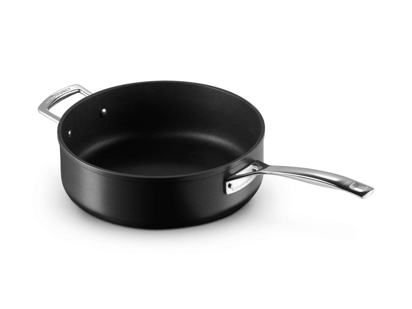 LE CREUSET Servierpfanne Aluminium-Antihaft Sautépfanne rund schwarz 28cm