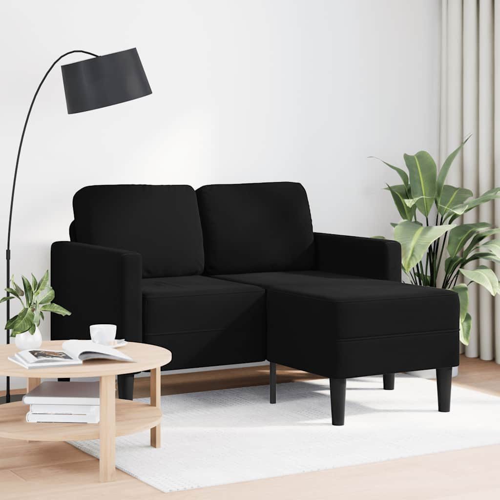 vidaXL Sofa 2-Sitzer-Sofa mit Chaiselongue L-förmig Schwarz 125 cm Samt, 1 günstig online kaufen