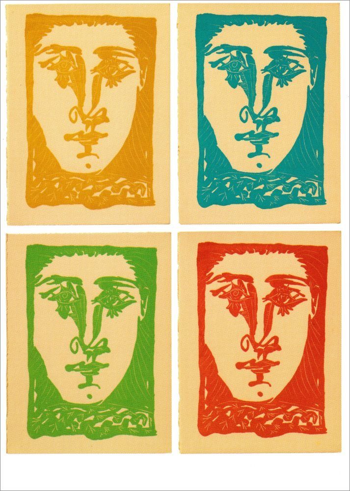 Postkarte Kunstkarte Pablo Picasso "Gesichter"