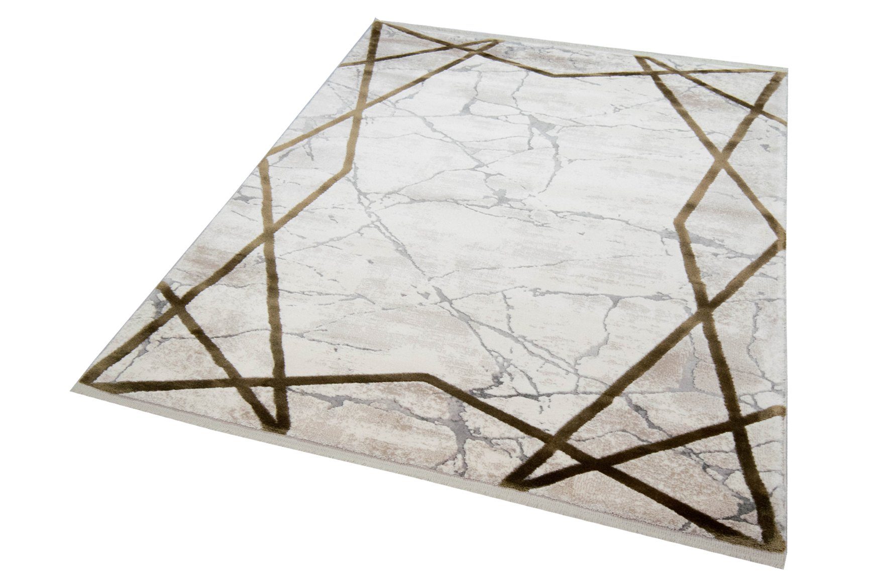 Carpetia Wollteppich Teppich Wollteppich Marmorteppich geometrisches Muster beige creme, rechteckig, Höhe: 12 mm, Maschinengewebt