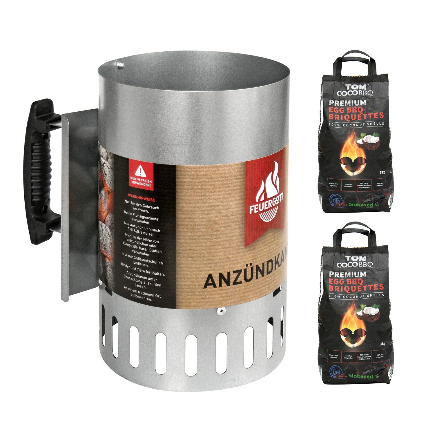 Feuergott Holzkohlegrill FEUERGOTT Anzündkamin Premium BIG XXL