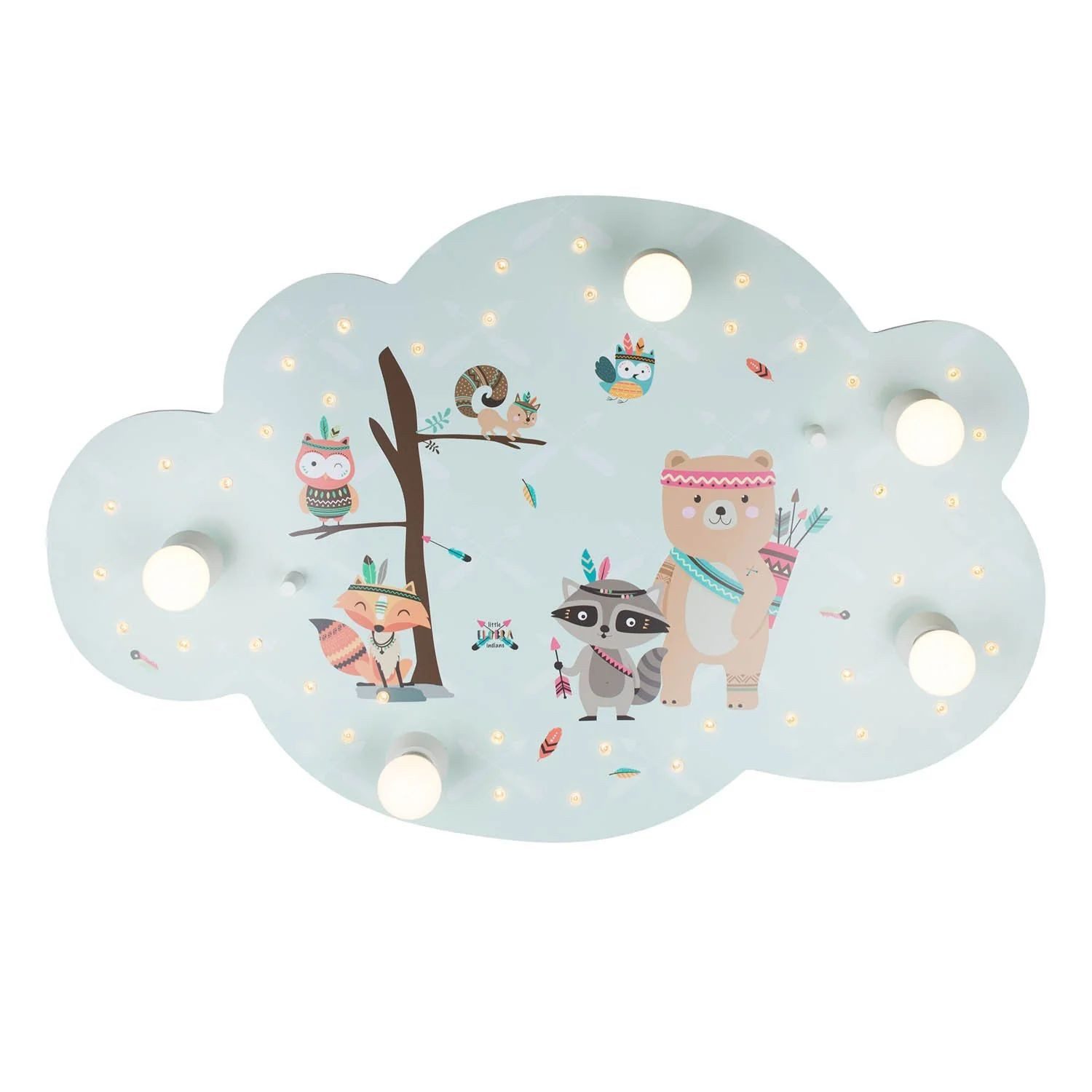 Licht-Erlebnisse Deckenleuchte JONNA, ohne Leuchtmittel, Warmweiß, Wolkenlampe B: 75 cm LED + E14 Tiere Mint Holz Kinder