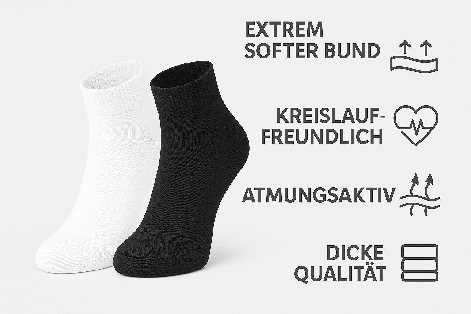 Sockswear Diabetikersocken Sneaker Kurzschaft oder Normalschaft Socken (3 Paar) extrem dehnfähiger Bund dicke Qualität kreislauffreundlich