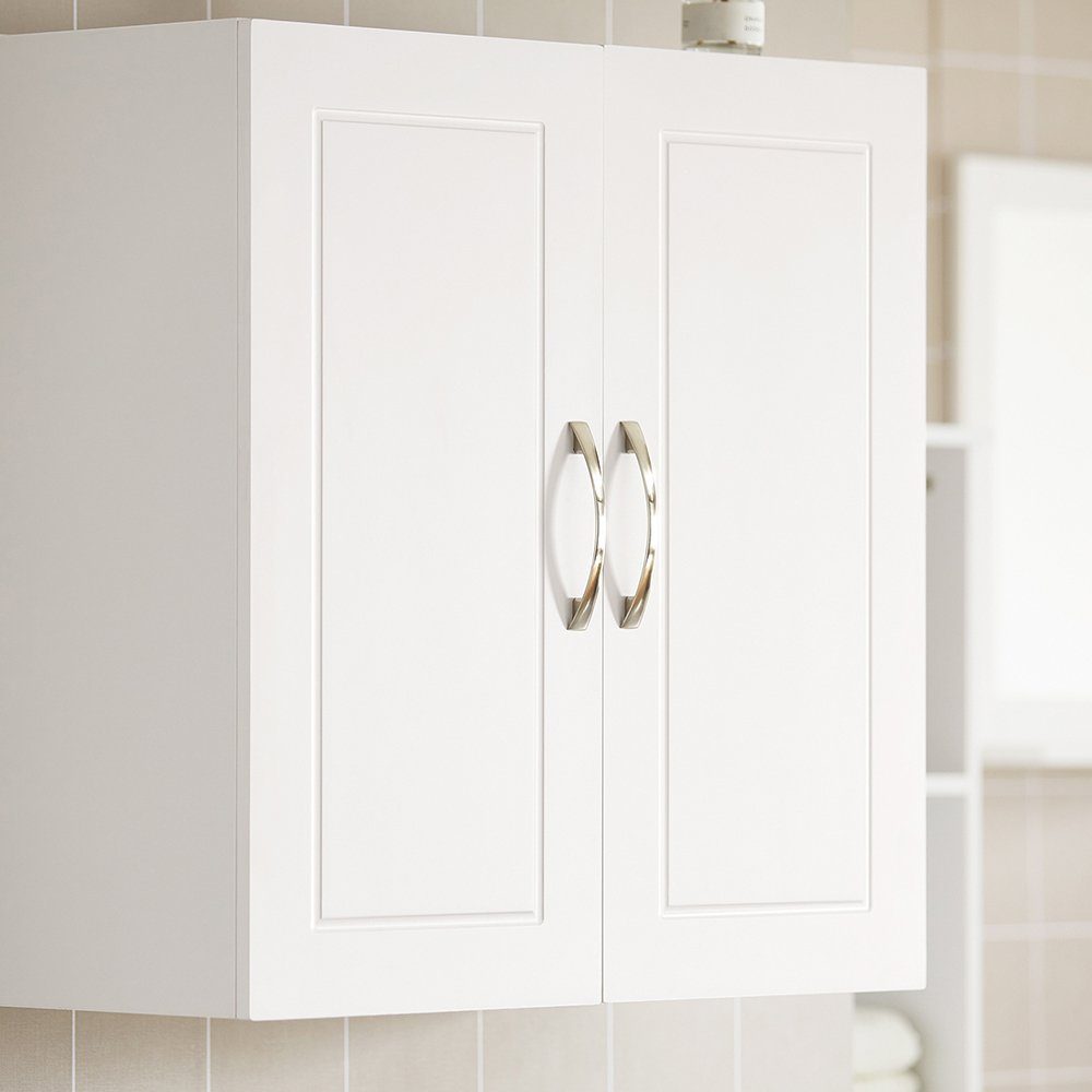 SoBuy Hängeschrank FRG231 Badschrank weiß 2 Medizinschrank Türen mit Küchenschrank