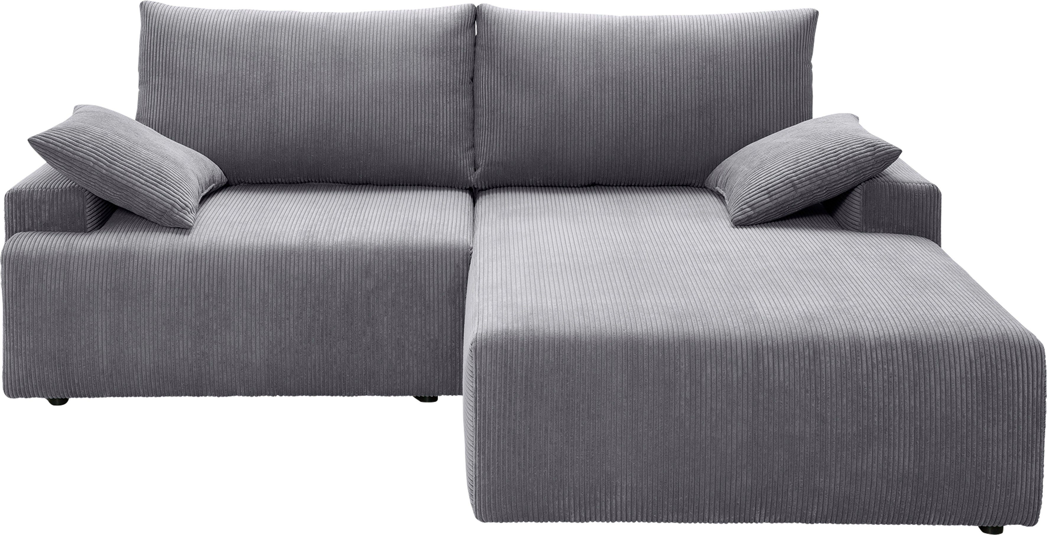exxpo - sofa fashion Ecksofa Bettfunktion inklusive und Bettkasten Cord-Farben verschiedenen grey in Orinoko
