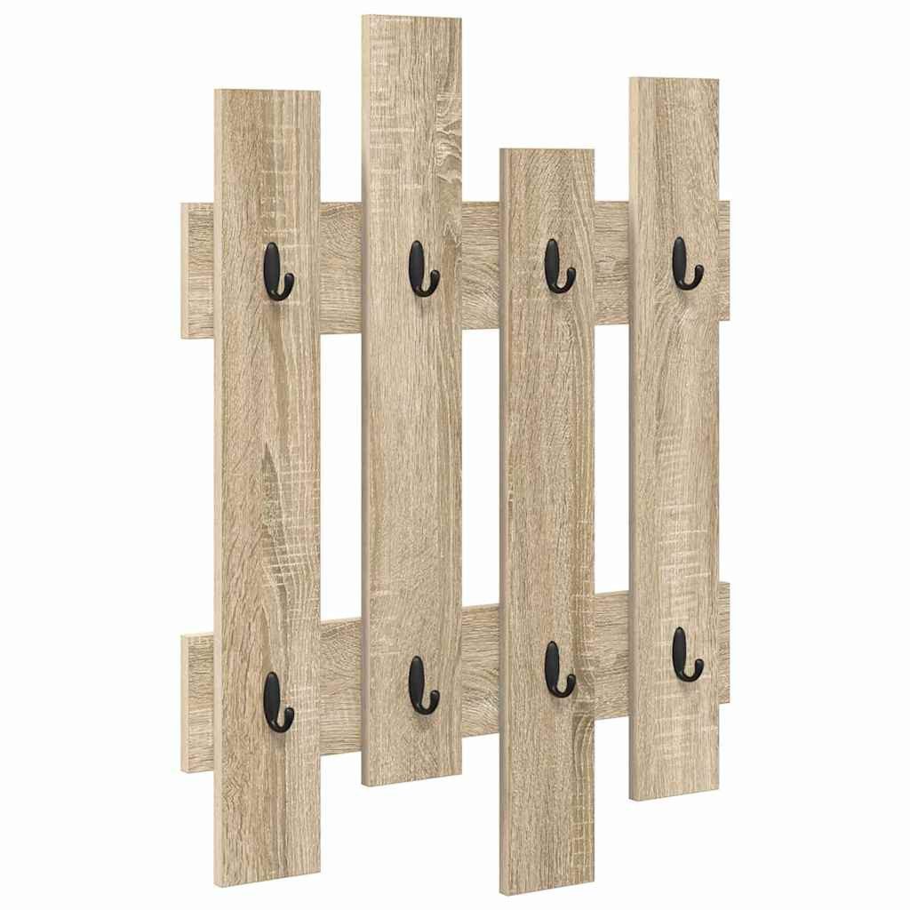 vidaXL Garderoben-Set 60 x 3 x 82 cm Wandgarderobe Spanplatte 60x82 cm 8 Haken für Foyer in