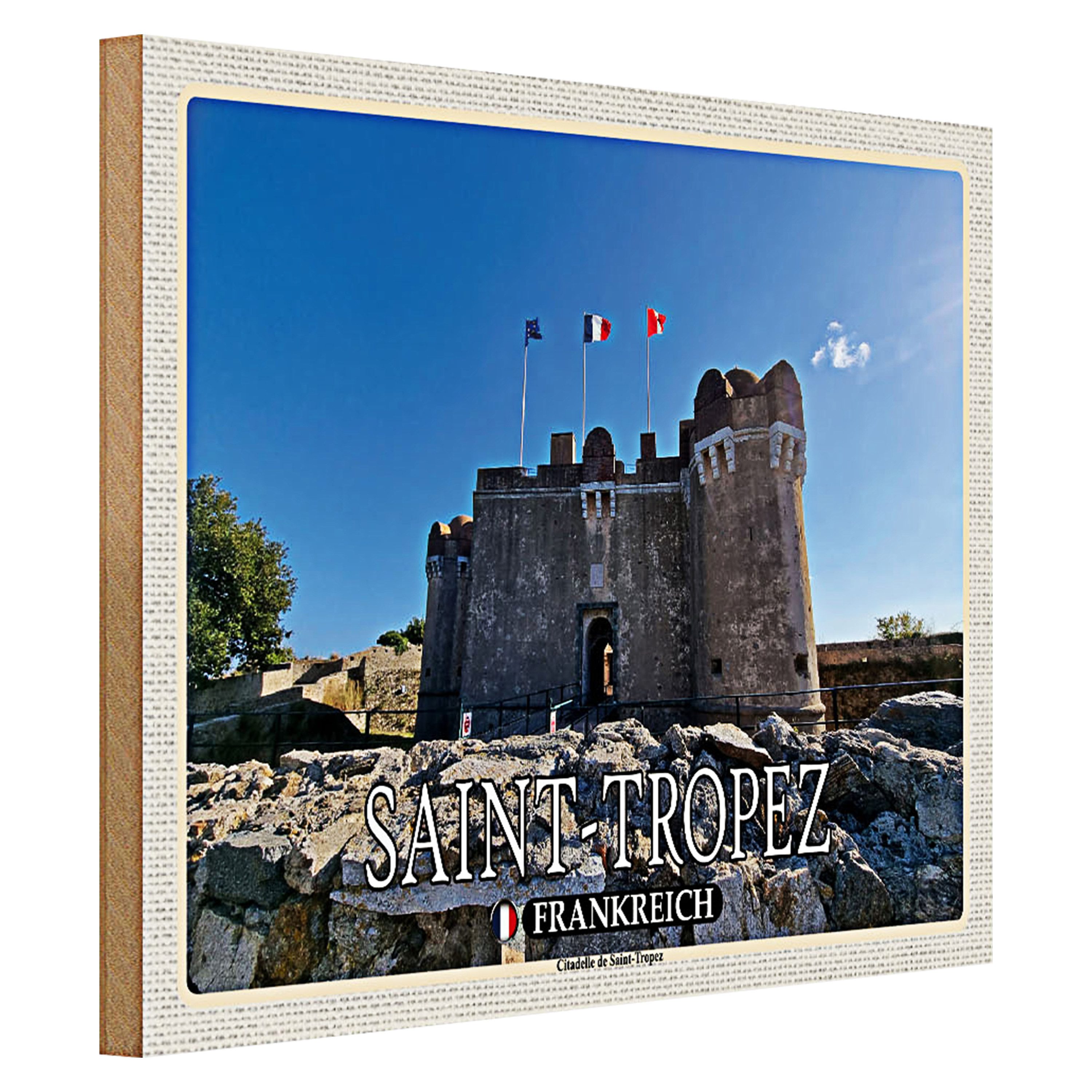 Roomando Holzbild Reise 40x30cm Saint-Tropez Frankreich Citadelle