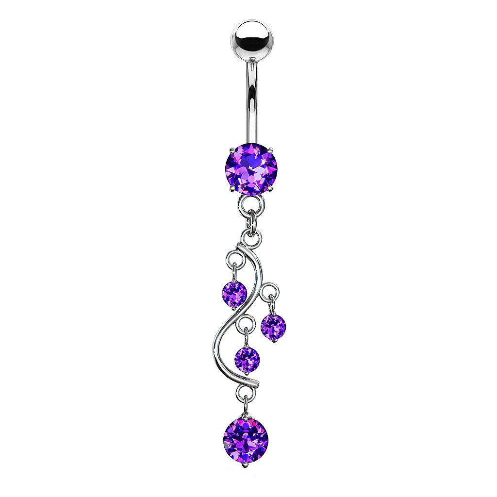 Taffstyle Bauchnabelpiercing Bauchnabelpiercing Banane Wein Anhänger Kristallen Silber Tanzanite, Stecker Bauchnabelpiercing Banane Bauchnabel Piercing Schmuck