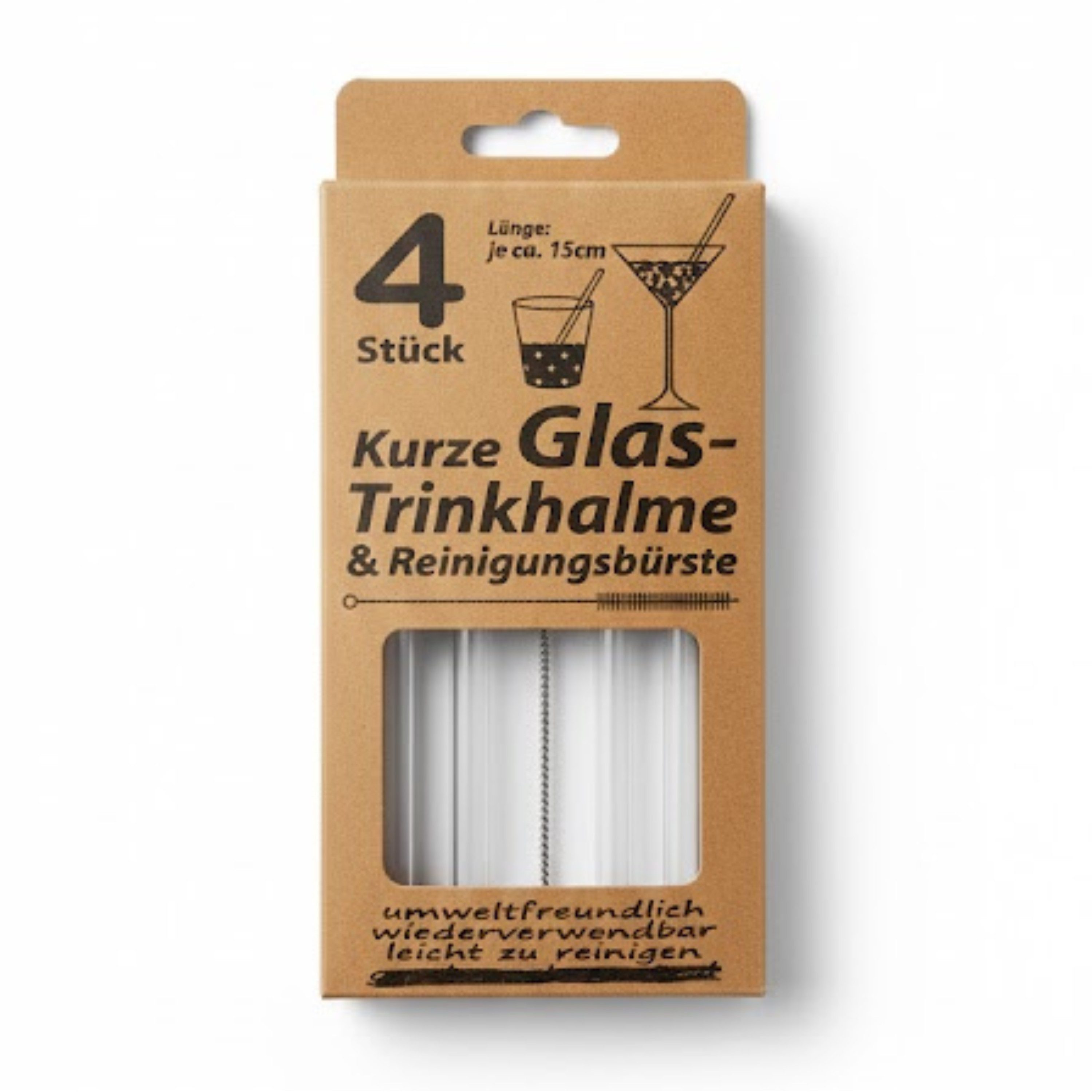 Trinkhalme Glas-Trinkhalme, kurz, (Set, 5-tlg., Trinkhalme), Glas-Trinkhalme kurz Borosilikatglas wiederverwendbar