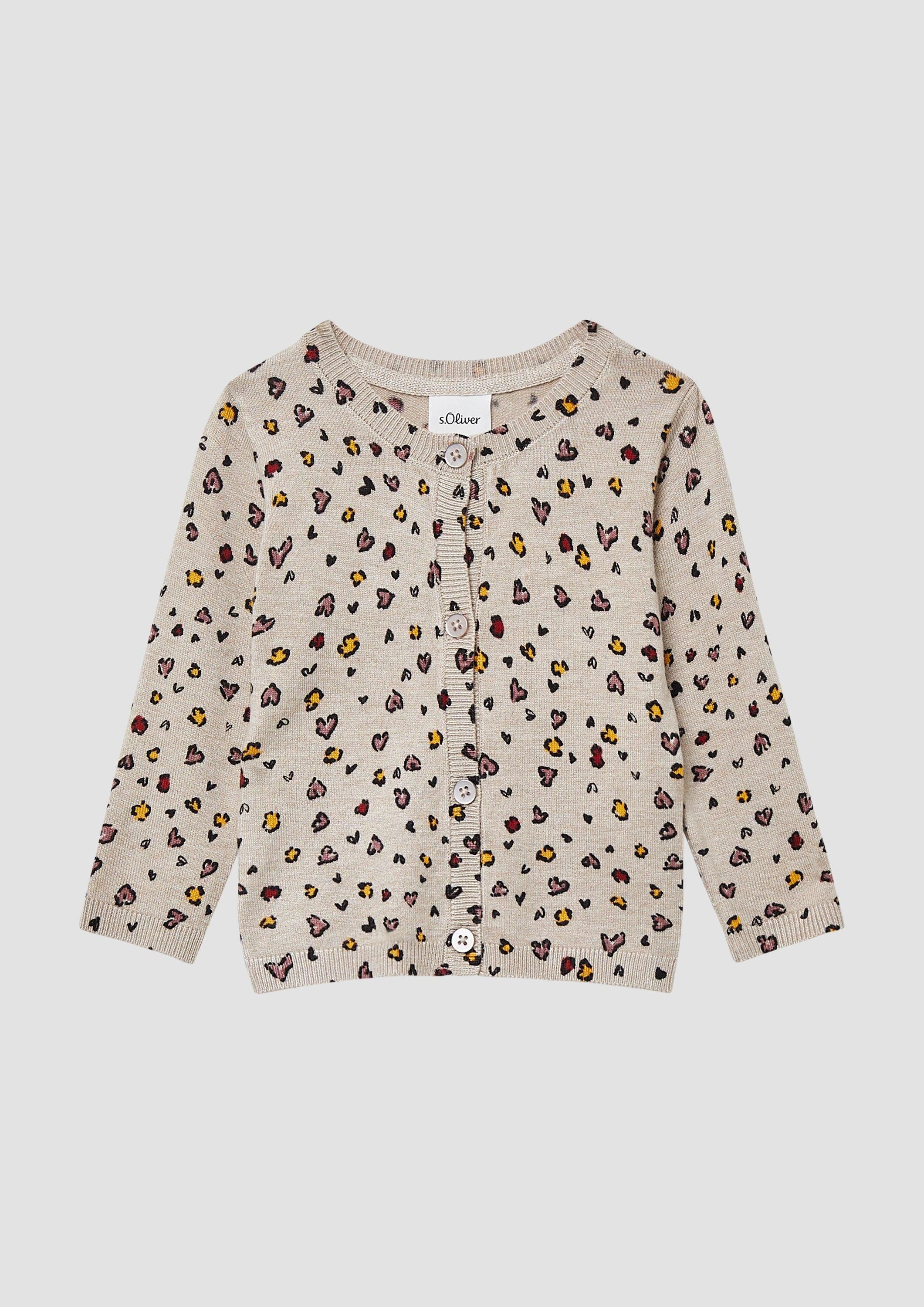 s.Oliver Cardigan Strickjacke Strickcardigan aus Viskosemix mit All-over-Print
