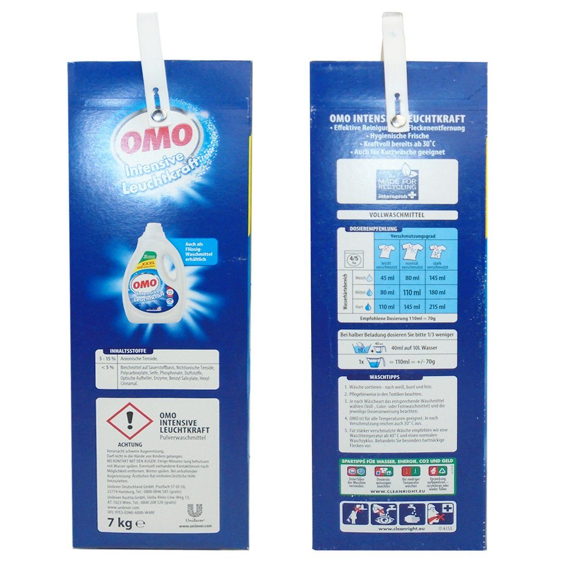 kg WL 200 Voll =14 für XXXL7kg Rein bis Waschpulver Vollwaschmittel OMO Waschmittel für Unilever 200 (2-St. 2x Wäschen)