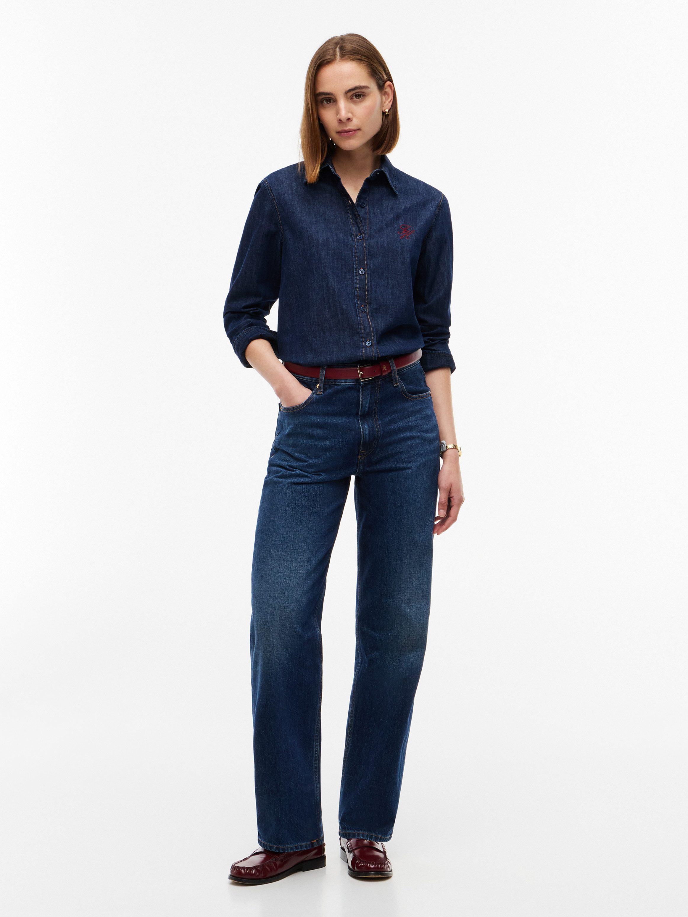 Tommy Hilfiger Jeansbluse RELAXED SHIRT MYF Baumwolle, relaxed fit – Bild 4 von 5