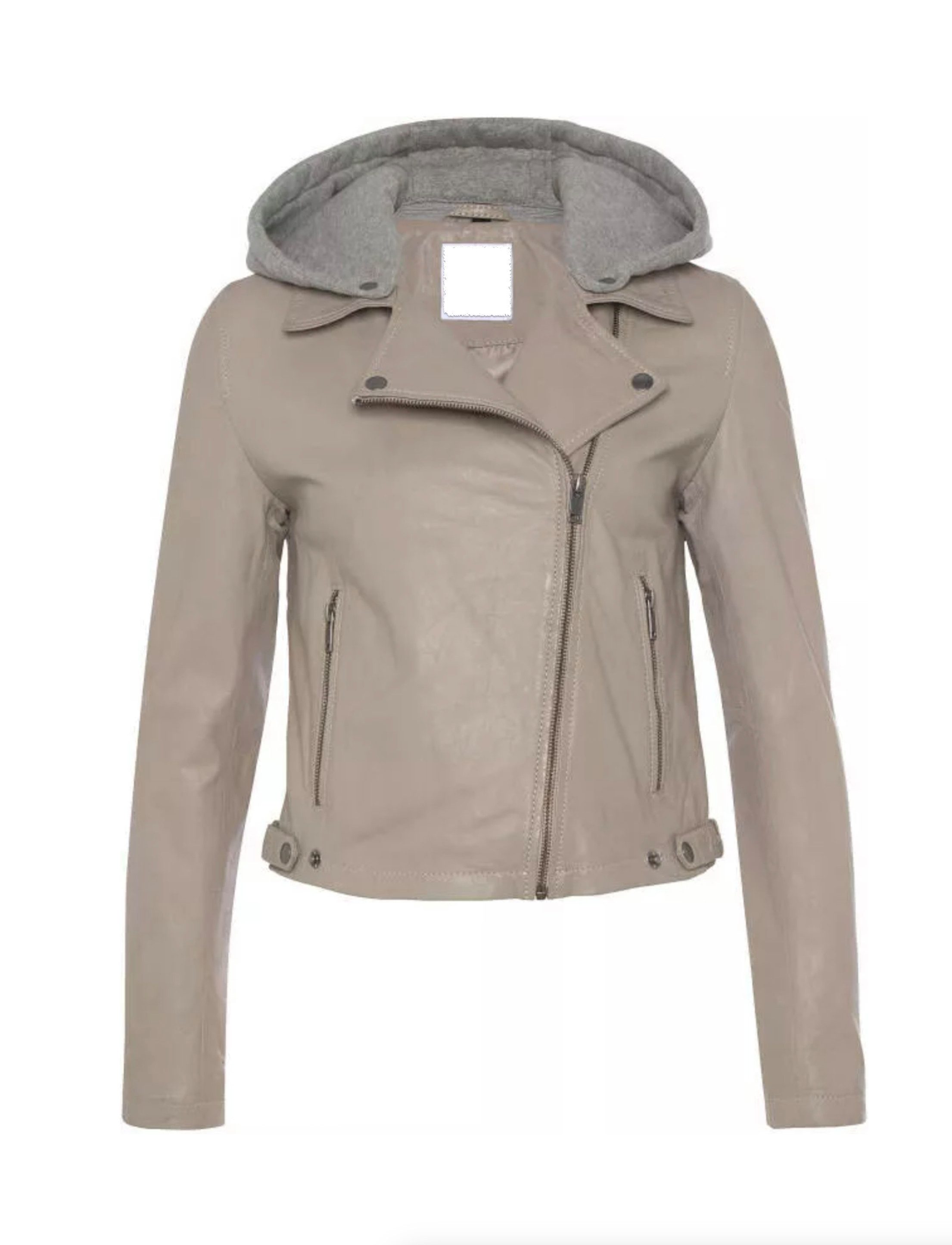 Keskin Collection Lederjacke Biker jacke in Kurzform abnehmbare Kapuze Lammnappaleder Lederjacke (Packung) mit abnehmbarer Sweat Kapuze