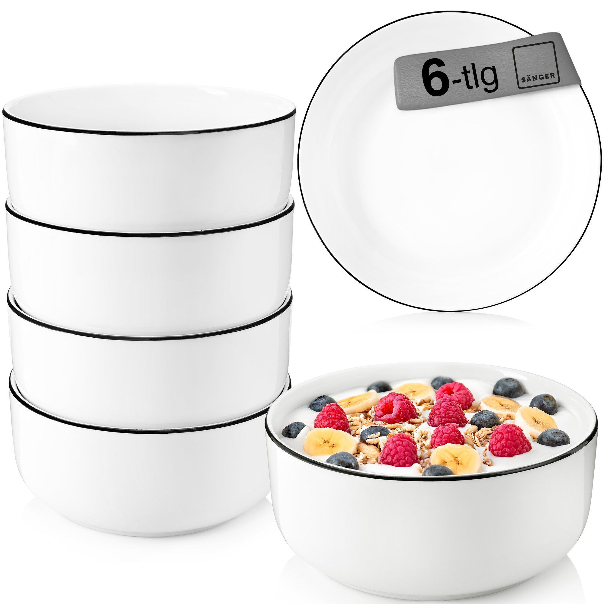 SÄNGER Müslischale Marlo Миски с хлопьями Set, Weiß, Porzellan, (Set, 6-tlg), mikrowellenfest