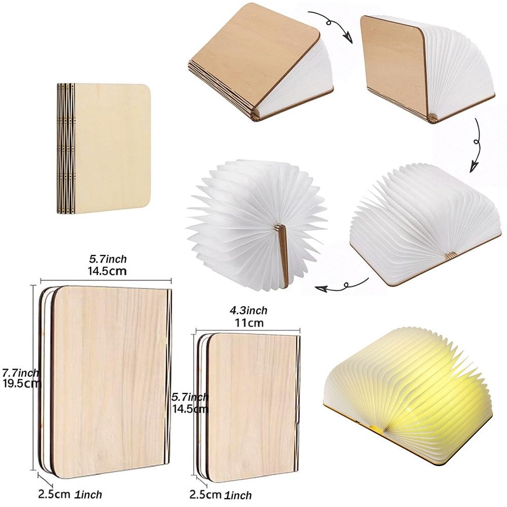 TUWENA LED Schreibtischlampe LED Buchlampe, Buch Licht Faltbare Buchlampe, USB Aufladbar Nachtlicht