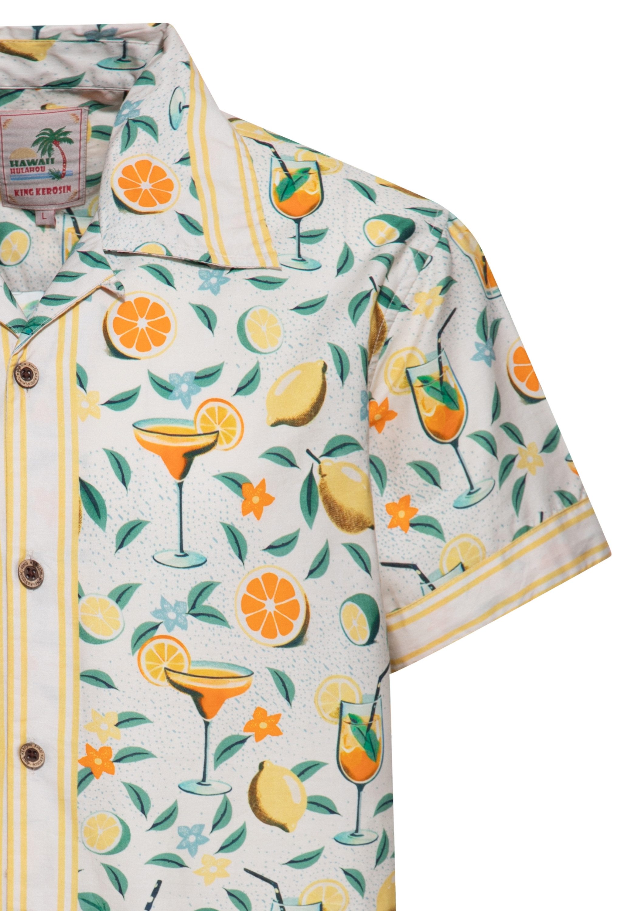 KingKerosin Kurzarmhemd Citrus Cocktail mit Zitrus Allover-Print