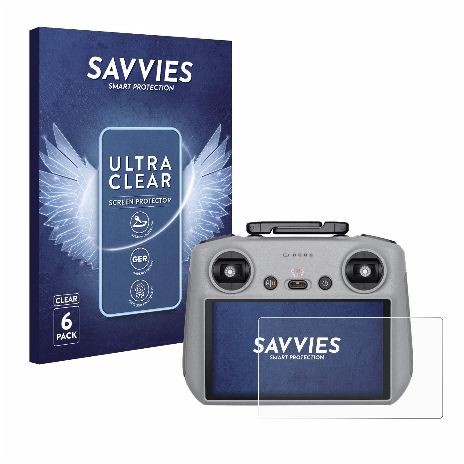 Savvies Displayschutzfolie Schutzfolie für DJI RC 2, 6 Stück, Displayschutz Schutz Folie Klar Transparent