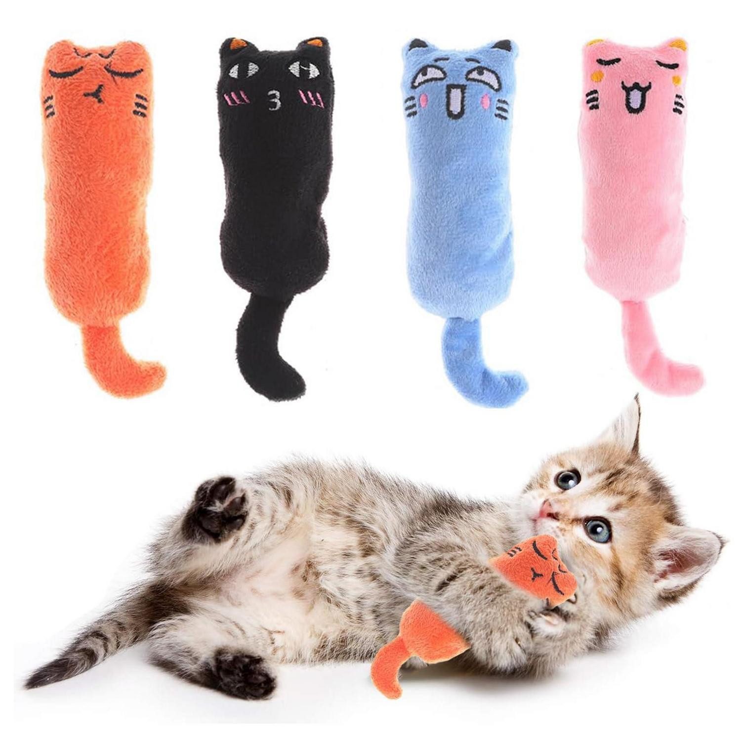 LuxusKollektion Tier-Beschäftigungsspielzeug Katzenspielzeug 4er Set Katzenminze Bissfest, Textil