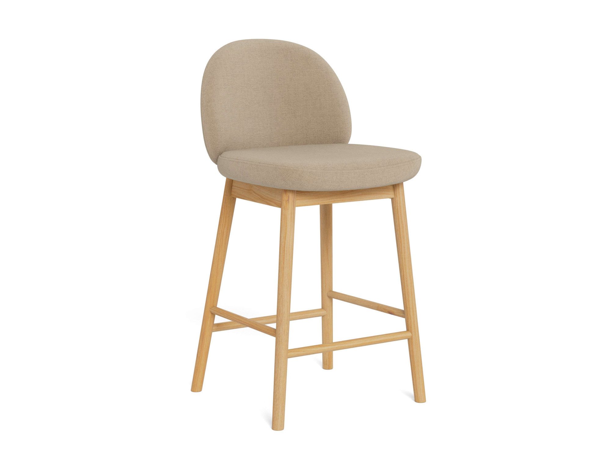 ACTONA GROUP Barhocker Sophia - Bequemer Barstuhl aus Eiche mit Fußstütze & Rückenlehne (Set, 2 St), Skandinavisches Design, Sitz aus Stoff, für Küche & Essbereich