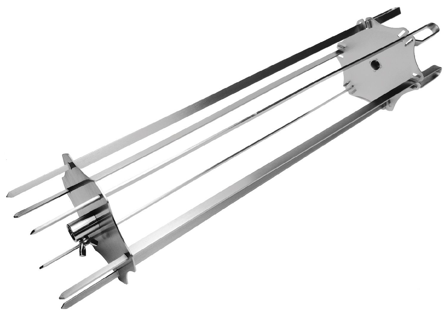 Drehkorb Grillfürst Edelstahl Schaschlikset für Drehspieße - mit 6 Spießen, 60 cm