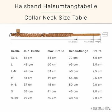 Monkimau Hunde-Halsband Hundehalsband Leder Halsband Hund beige geflochten S-XS, Leder