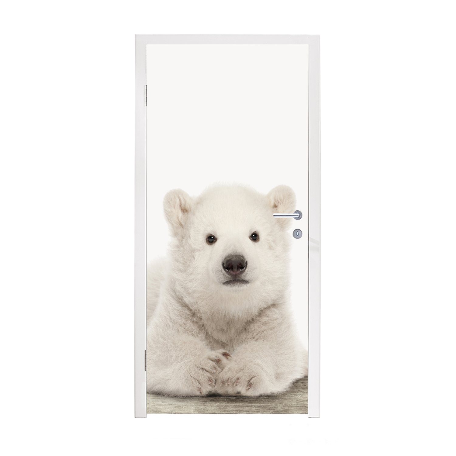 MuchoWow Türtapete Eisbär - Tiere - Kinder - Weiß - Jungen - Mädchen, Matt, bedruckt, (1 St), Fototapete für Tür, Türaufkleber, 75x205 cm