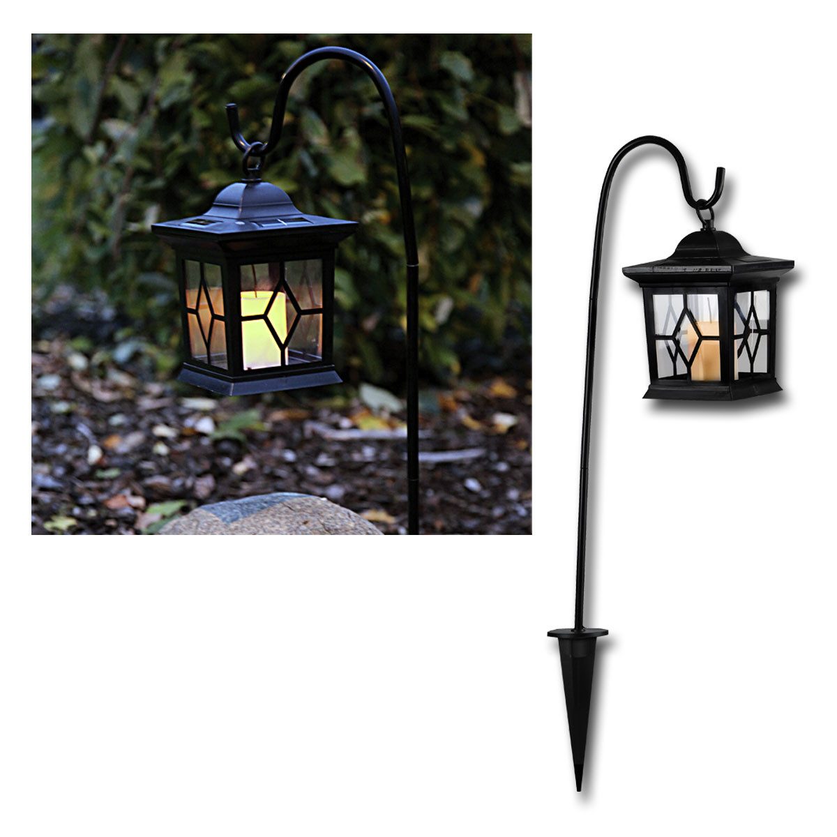 LED Laterne LED-Laterne mit Solar-Kerze flackernd, 58cm hoch