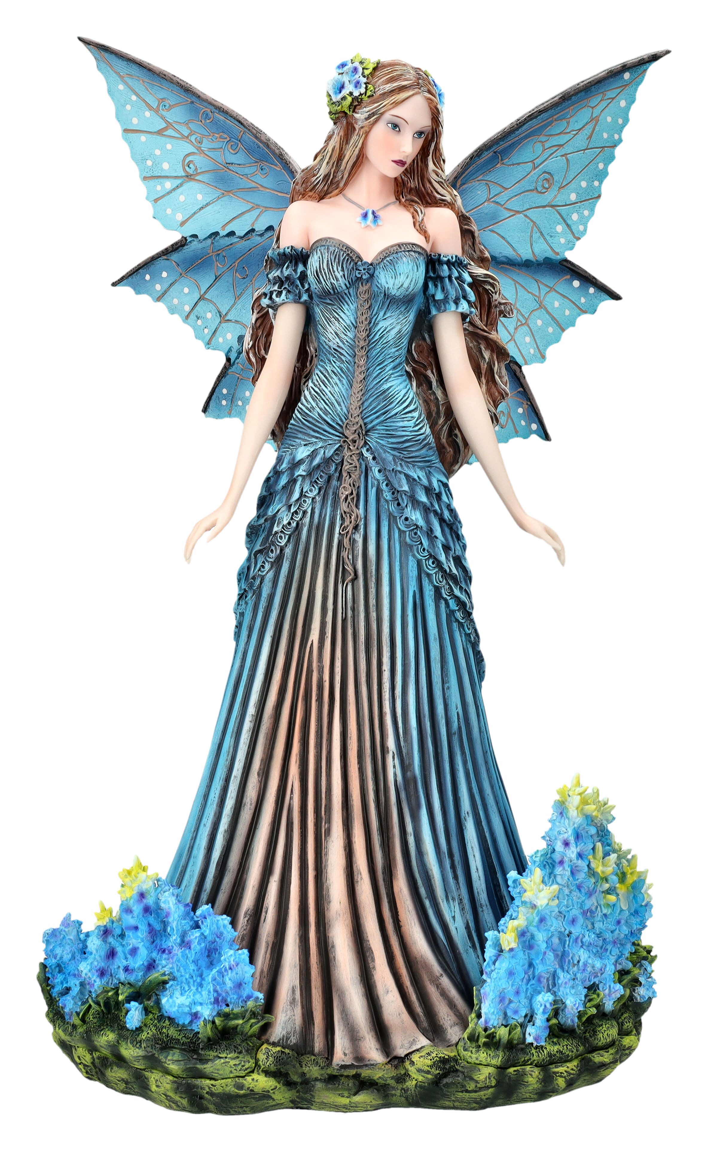 Figuren Shop GmbH Fantasy-Figur Elfen Figur blau - Lavendel Fee magische Dekofigur Fantasy Dekoration