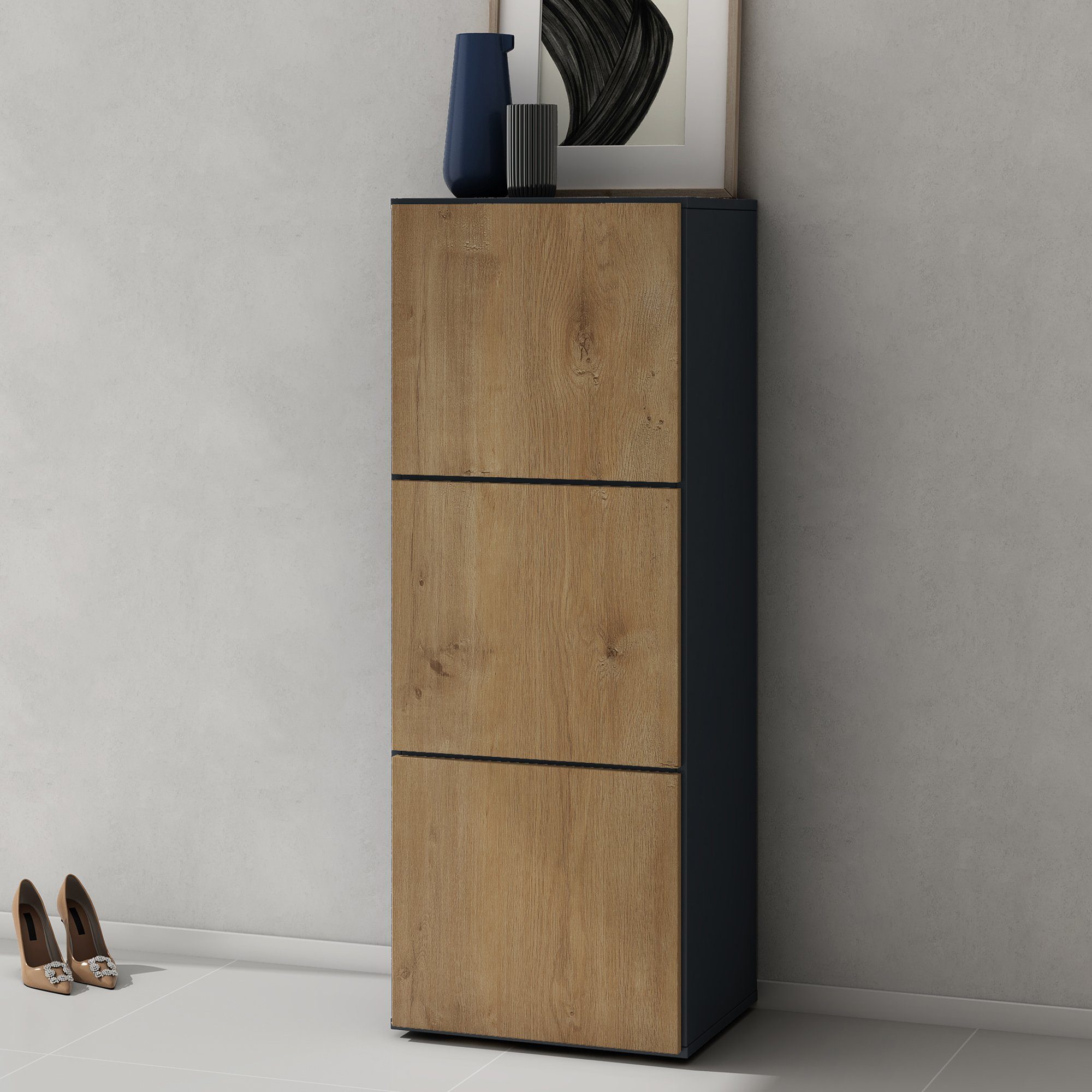 doporro Schuhschrank Schuhregal Schuhkipper mit 3 Fächern BTH:45x36x120cm S günstig online kaufen