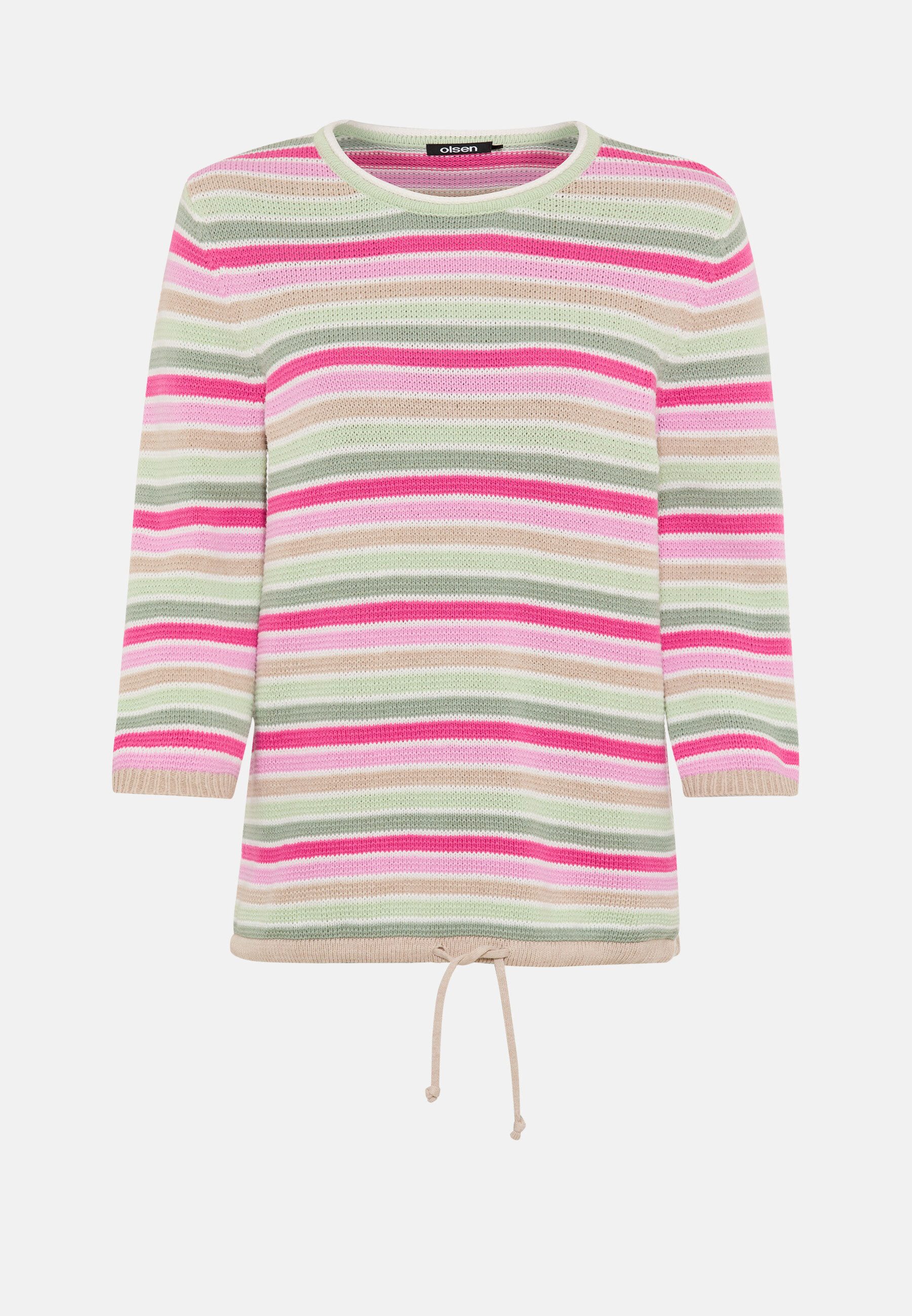 Olsen Strickpullover Pullover mit Streifen und 3/4-Ärmeln