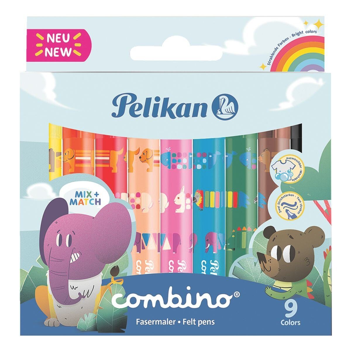Pelikan Filzstift combino super, (9-tlg), breiter Schaft, konische Spitze
