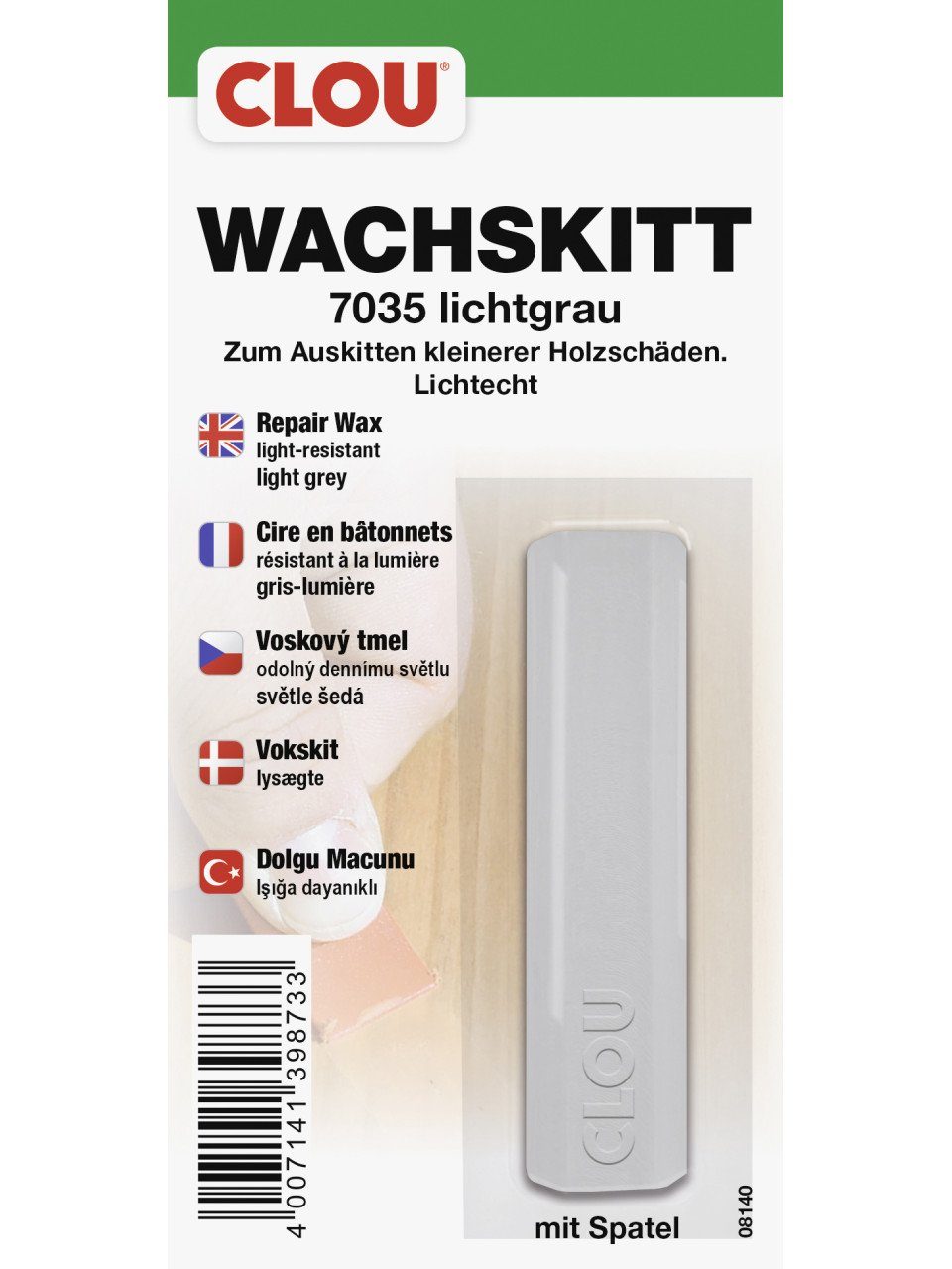 CLOU Holzlack Clou Wachskitt lichtgrau