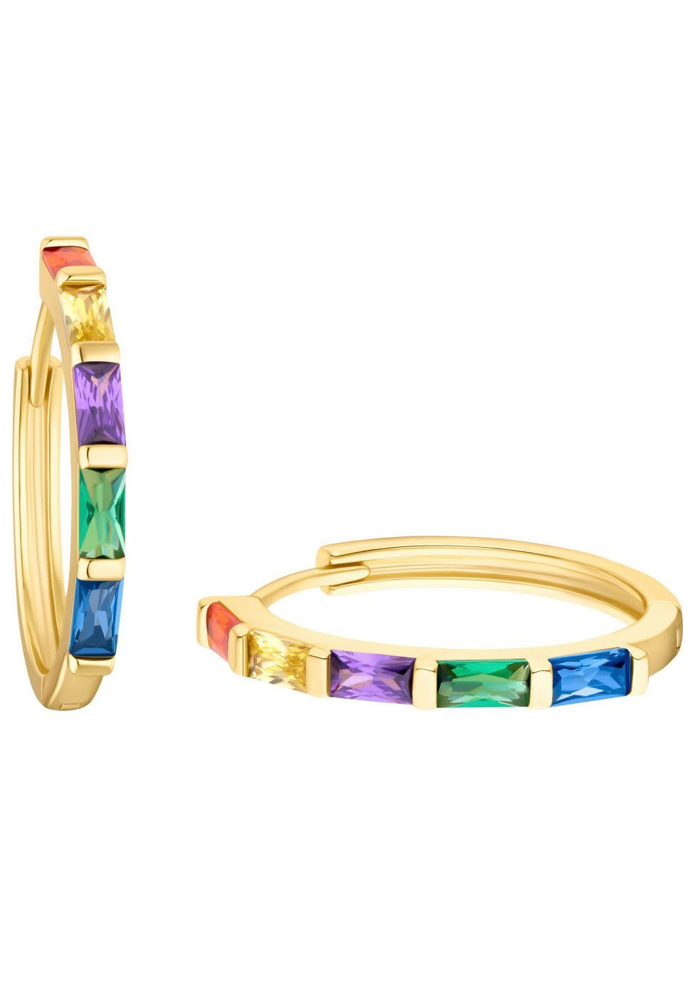 s.Oliver Paar Creolen Regenbogen, 2035503, mit Zirkonia (synth)