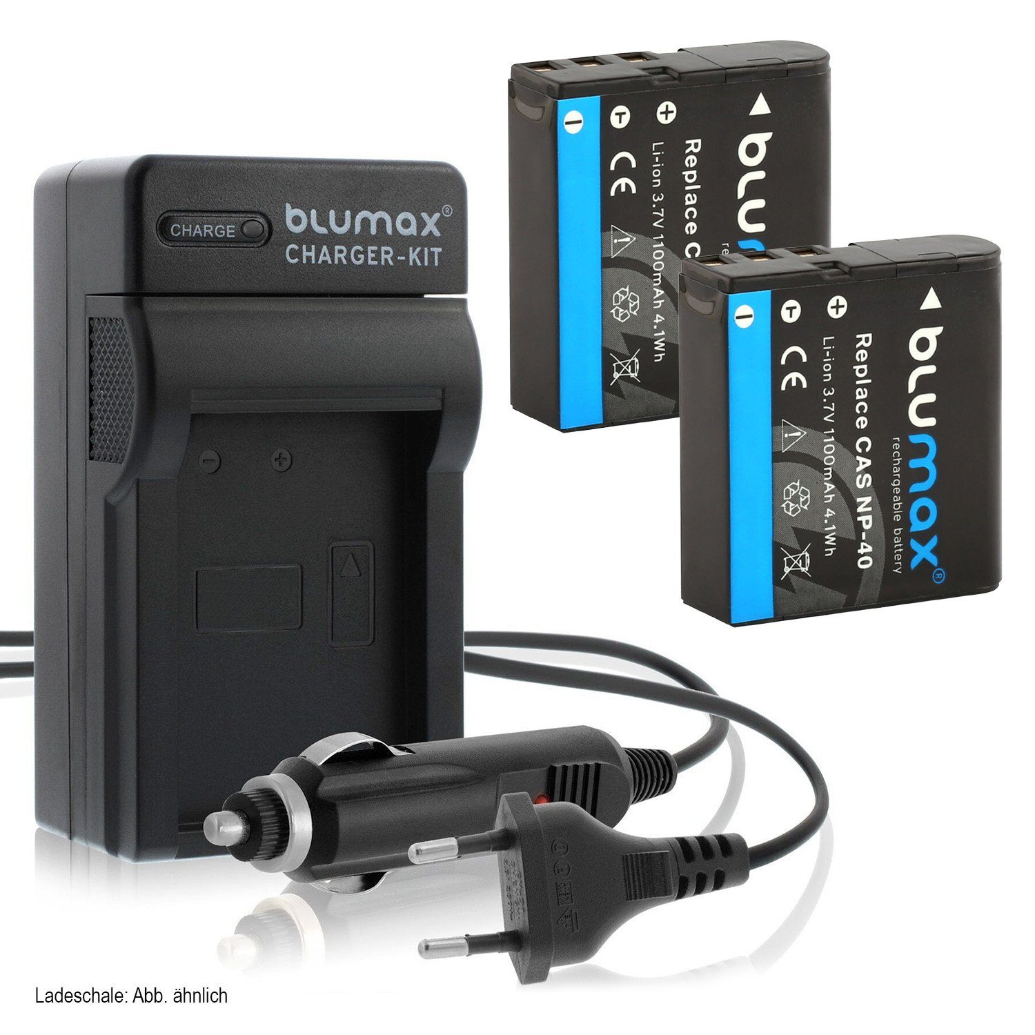 Set Blumax Casio 1100mAh für EX-Z600, 700 Lader NP-40 Kamera-Akku mit