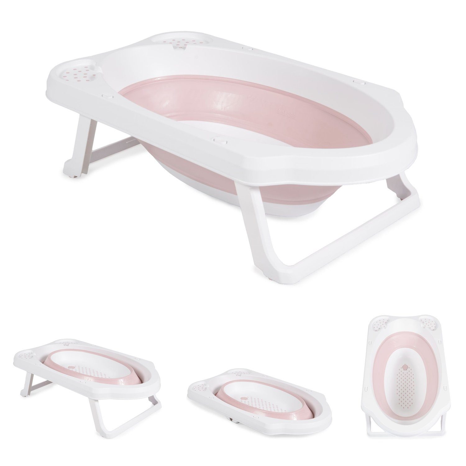 Cangaroo Babybadewanne faltbare Babybadewanne Maui, 84 cm lang, Wasserablauf, Ablagefächer rosa