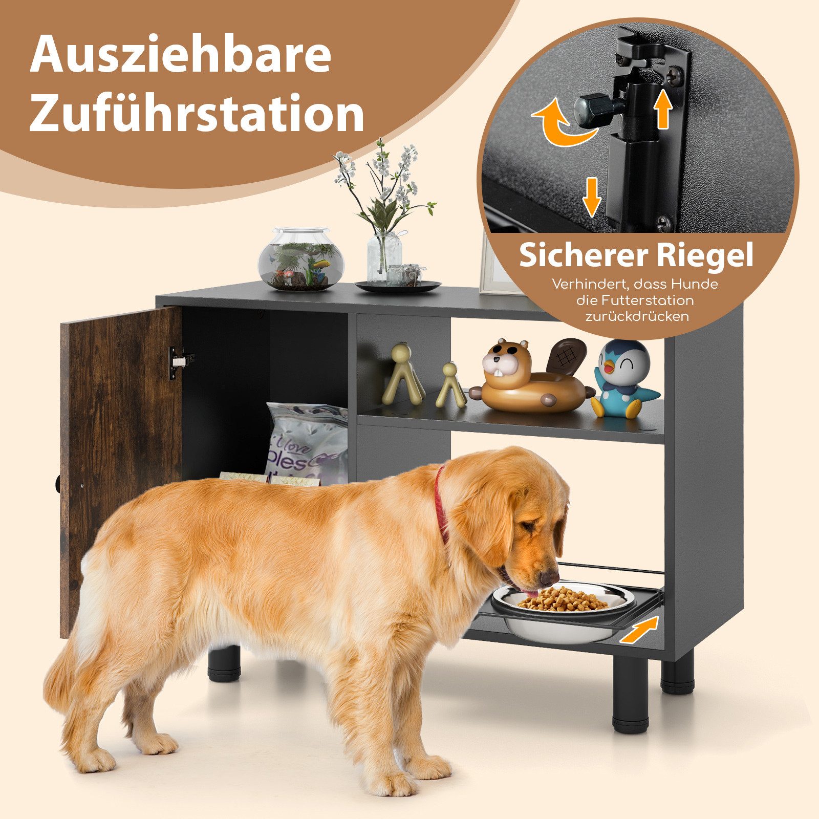 KOMFOTTEU Futterstation, Futterschrank für Haustiere, mit günstig online kaufen