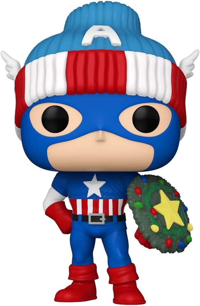 Funko Actionfigur Marvel POP! Vinyl Figur Holiday Capt. America 9 cm, (1-tlg), coole Vinyl-Figur