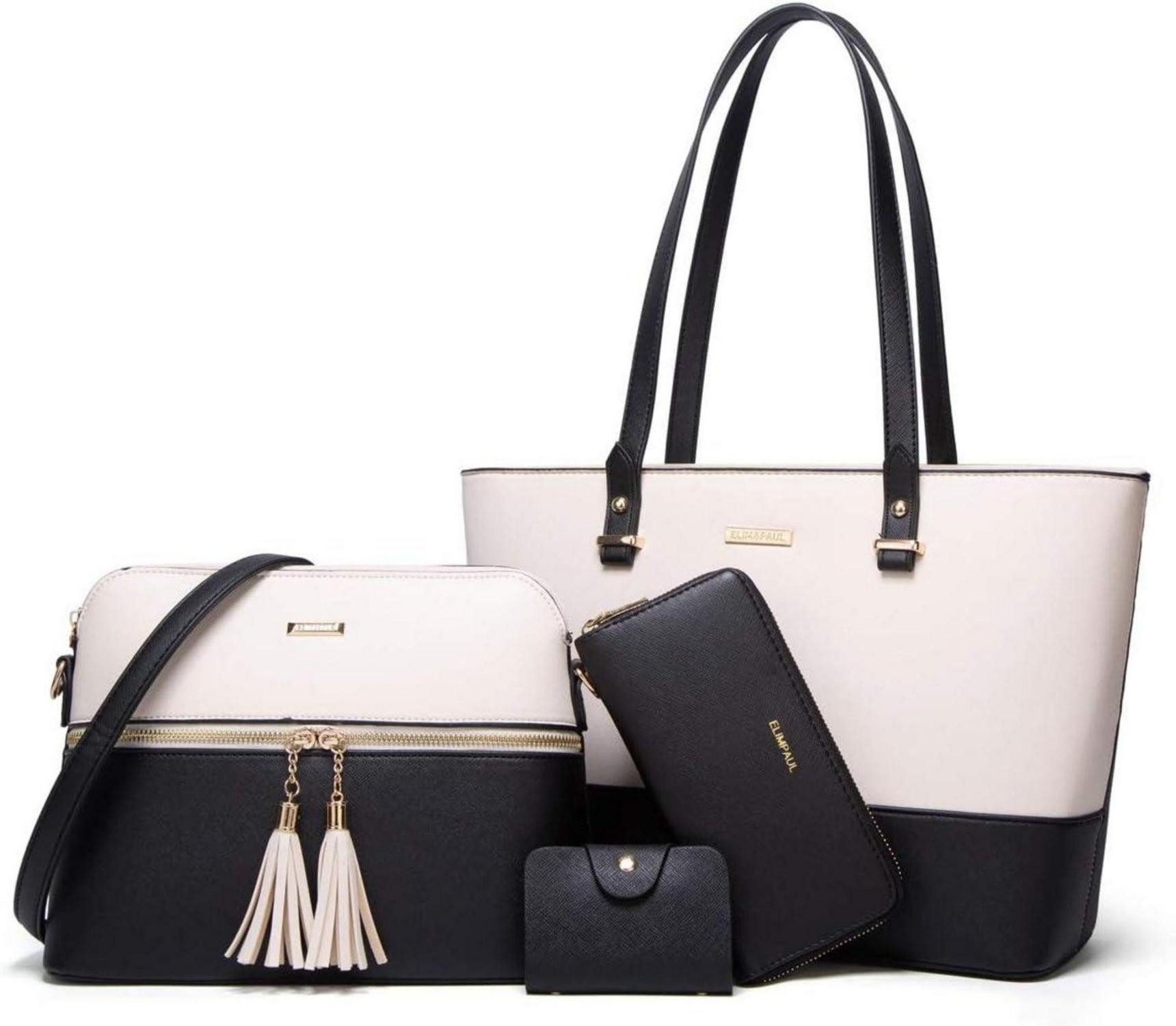 Handtasche Damen Handtasche Tote Schultertasche Umhängetasche Geldbörse 4-teilig