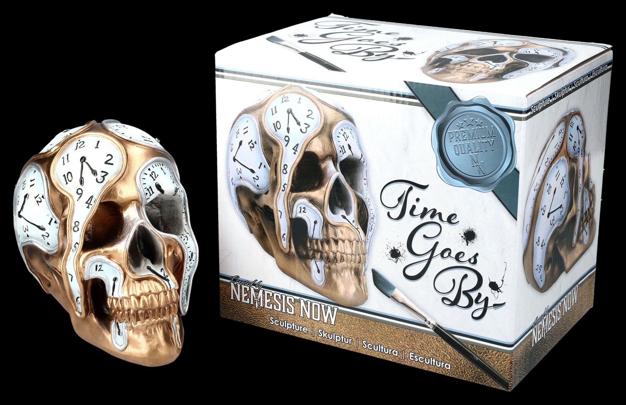Figuren Shop GmbH Dekofigur Totenkopf mit Uhren - Time Goes By - Totenschäd günstig online kaufen