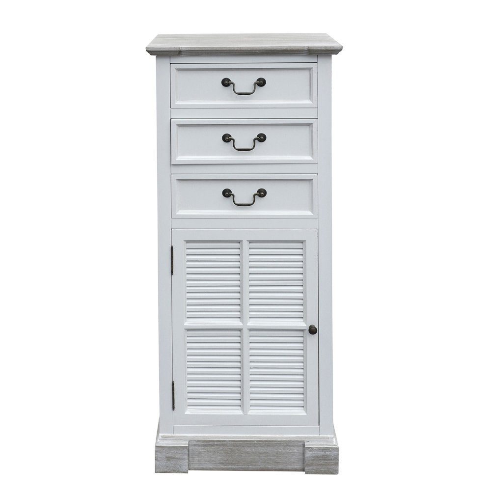 Grafelstein Hochschrank BEACH HOUSE weiß braun Badschrank Kommode